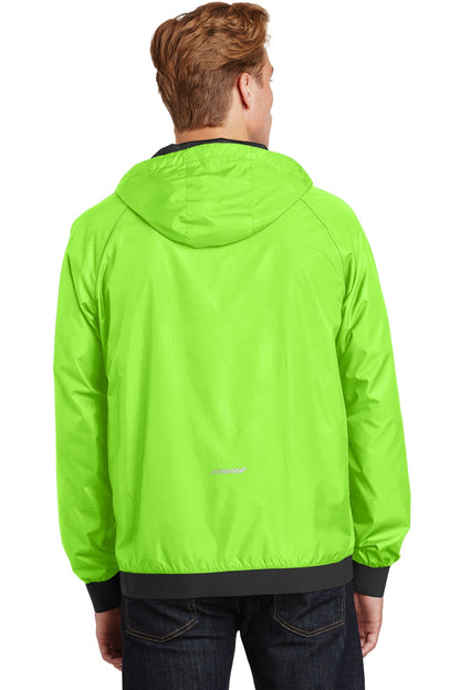 Sport-Tek Embossed Hooded Wind Jacket. JST53