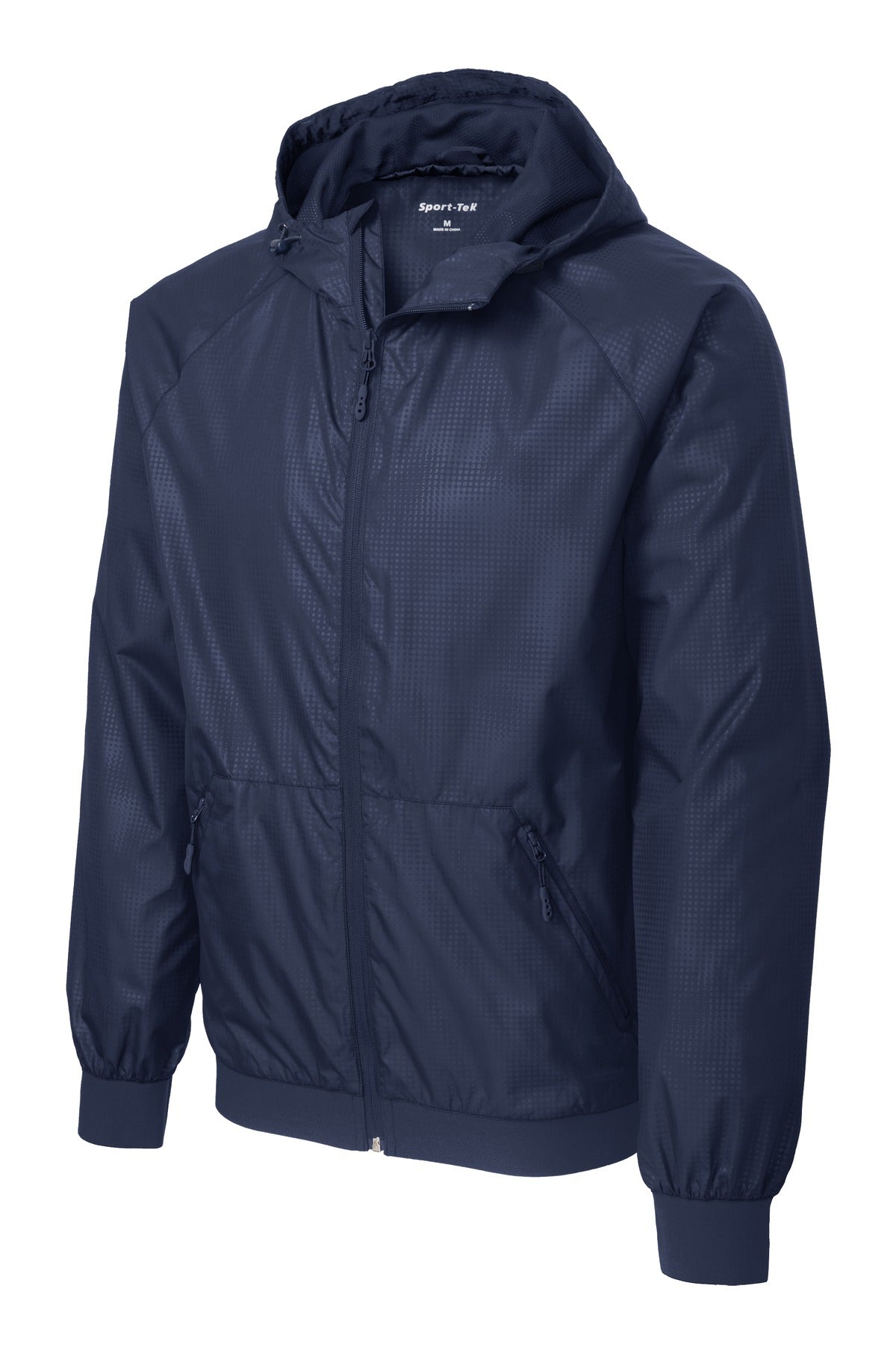 Sport-Tek Embossed Hooded Wind Jacket. JST53
