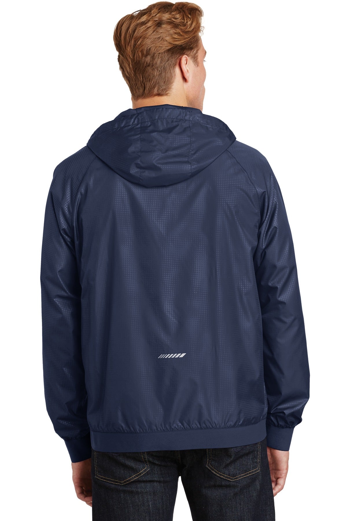 Sport-Tek Embossed Hooded Wind Jacket. JST53