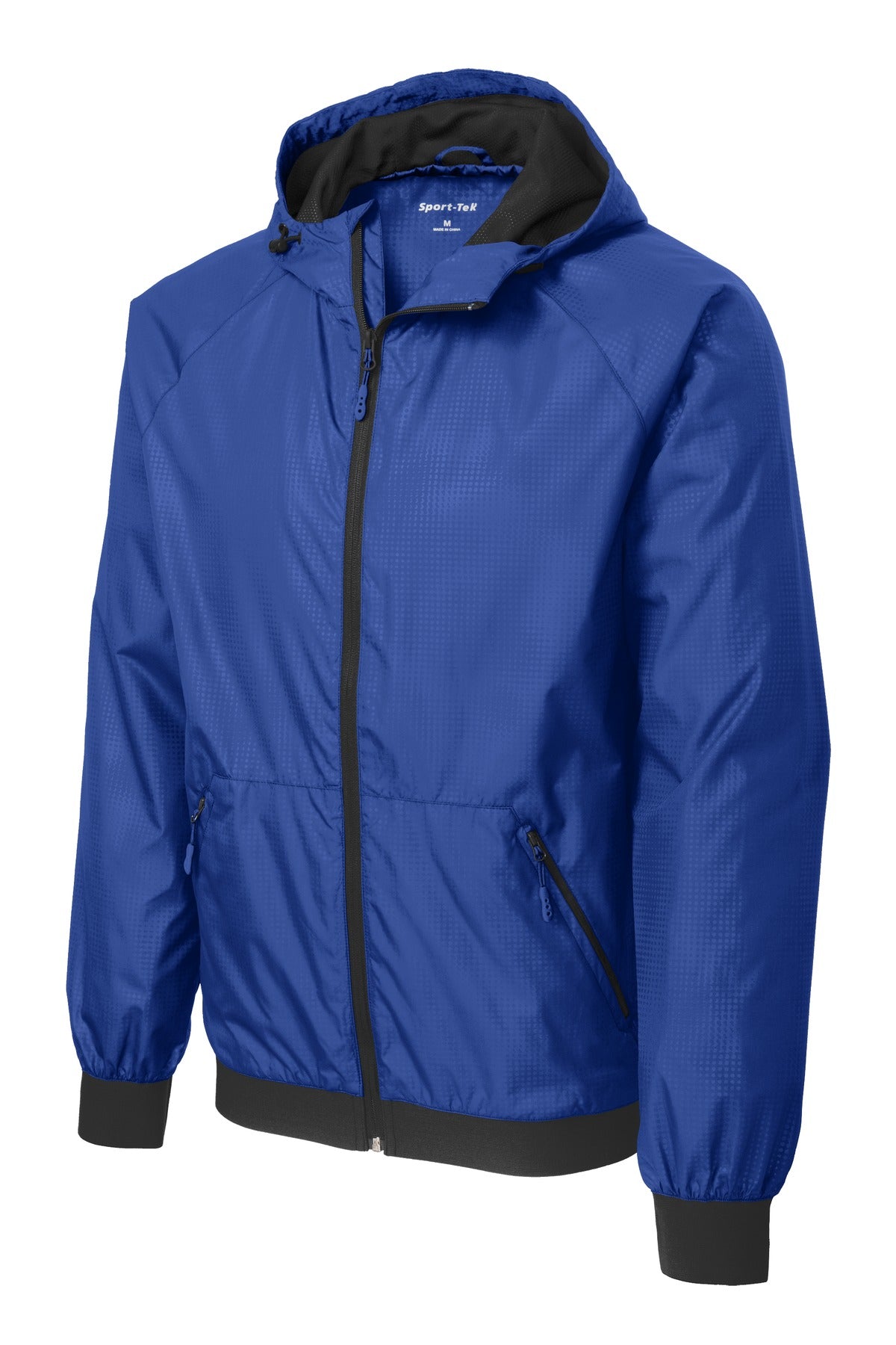 Sport-Tek Embossed Hooded Wind Jacket. JST53