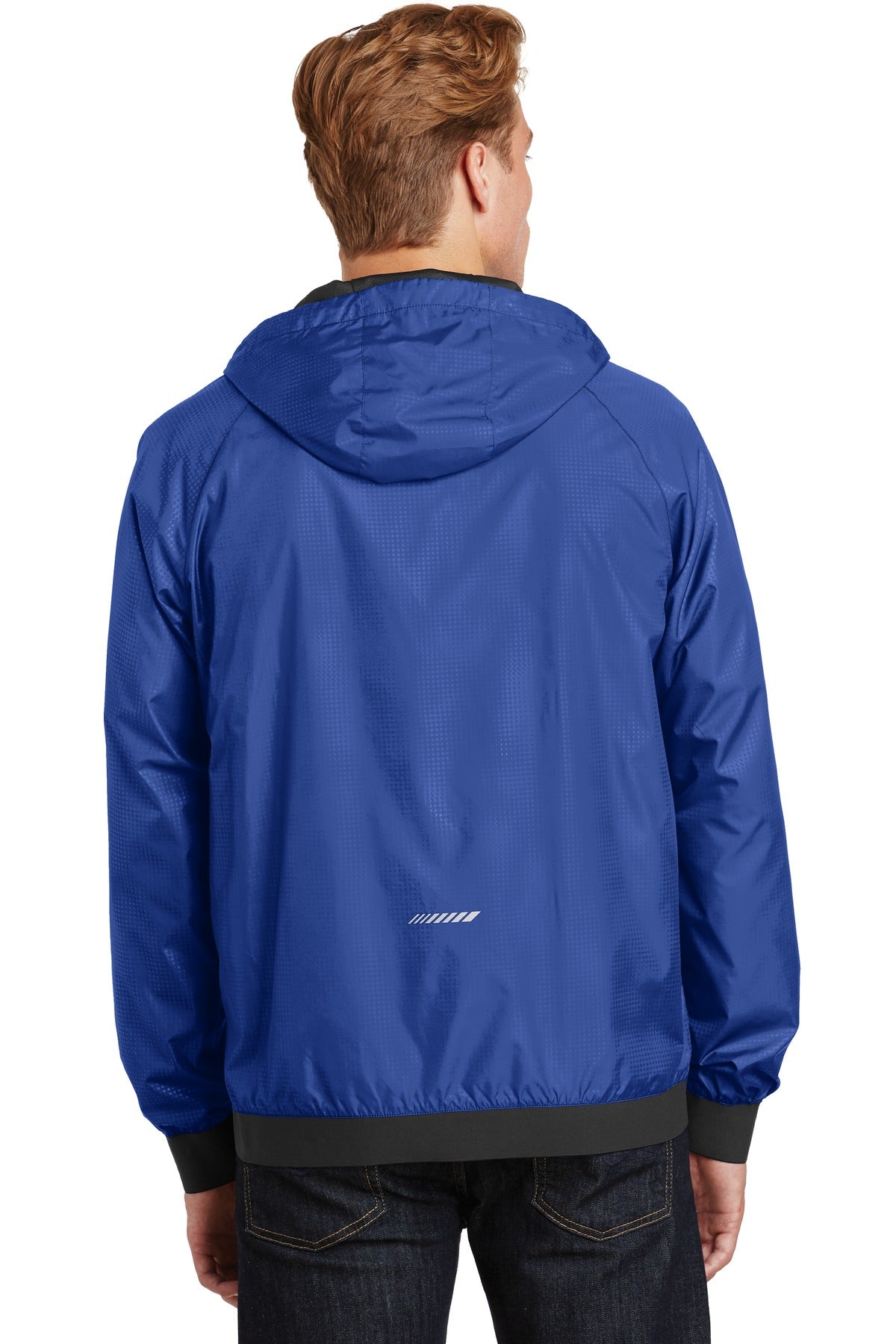 Sport-Tek Embossed Hooded Wind Jacket. JST53