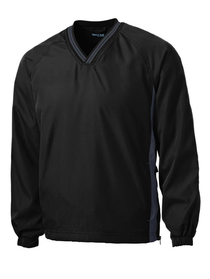 Sport-Tek Tipped V-Neck Raglan Wind Shirt. JST62