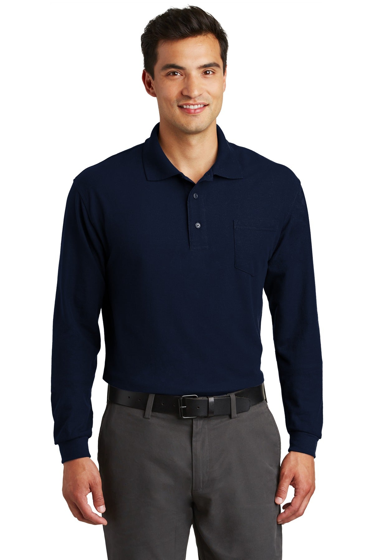 Port Authority Long Sleeve Silk Touch™ Polo with Pocket. K500LSP