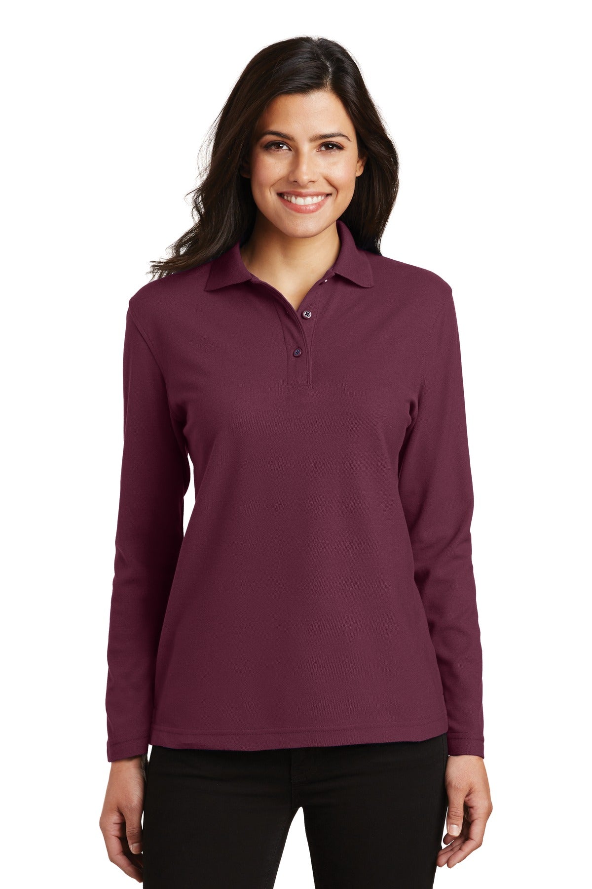 Port Authority Ladies Silk Touch™ Long Sleeve Polo. L500LS