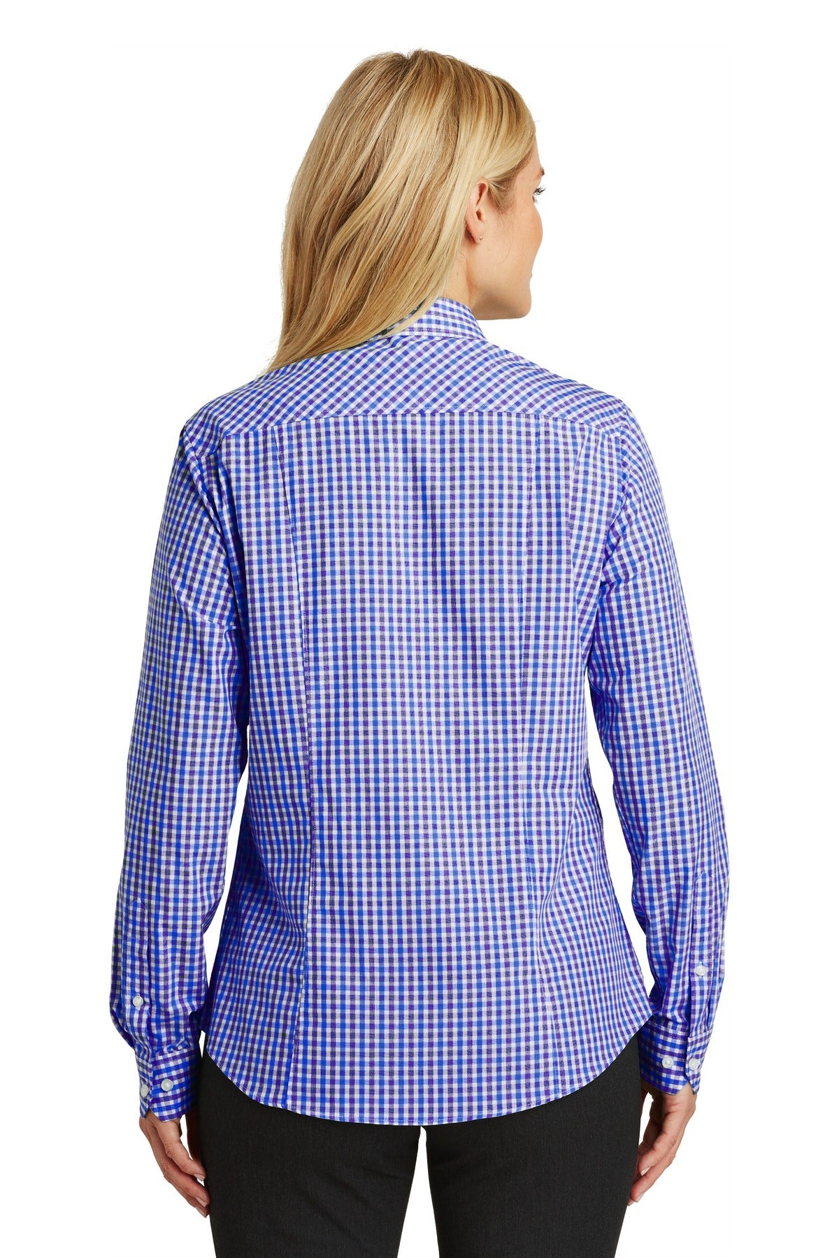 Port Authority Ladies Long Sleeve Gingham Easy Care Shirt. L654