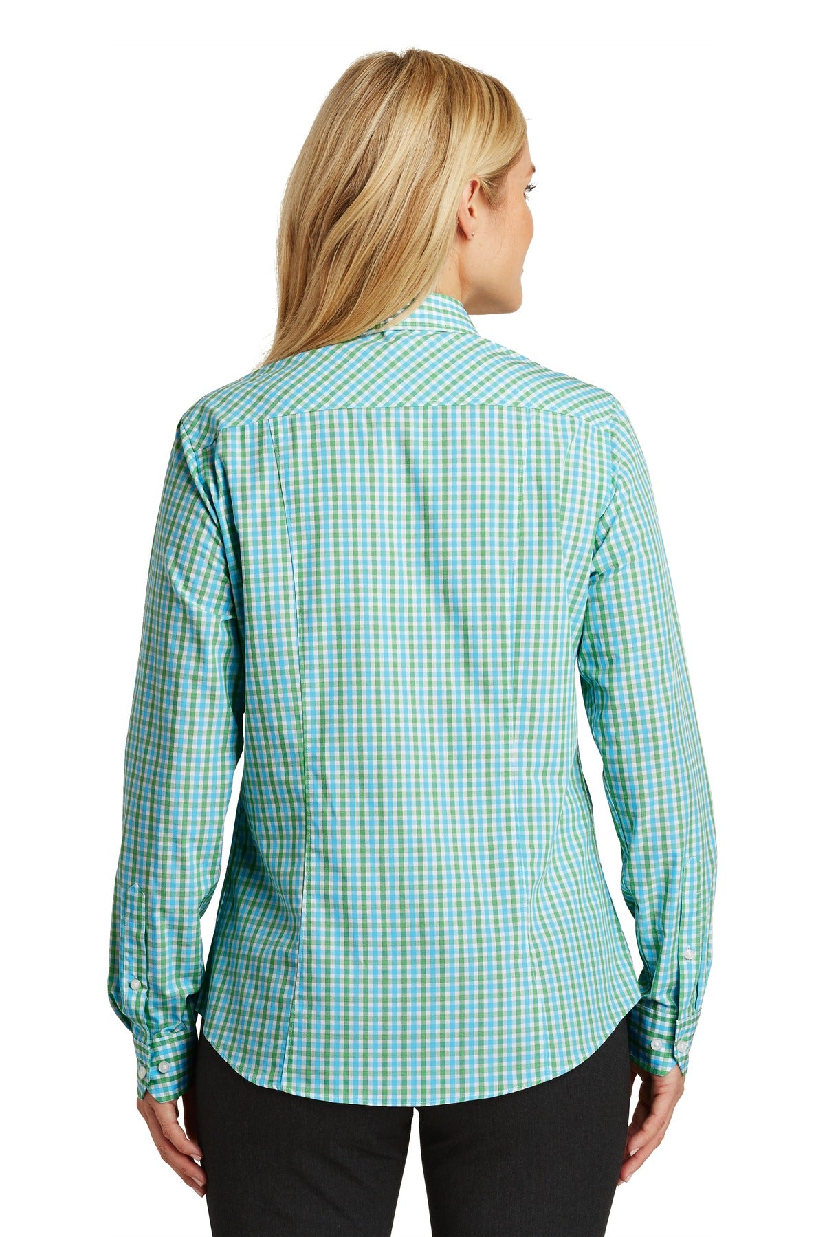 Port Authority Ladies Long Sleeve Gingham Easy Care Shirt. L654