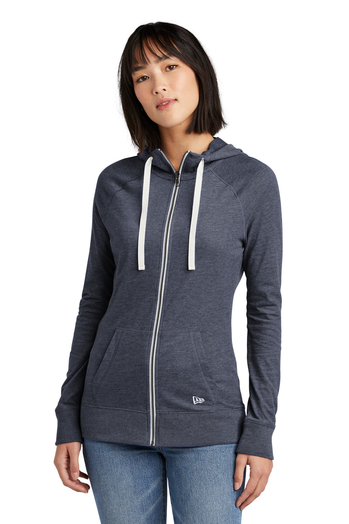 New Era Ladies Sueded Cotton Blend Full-Zip Hoodie. LNEA122