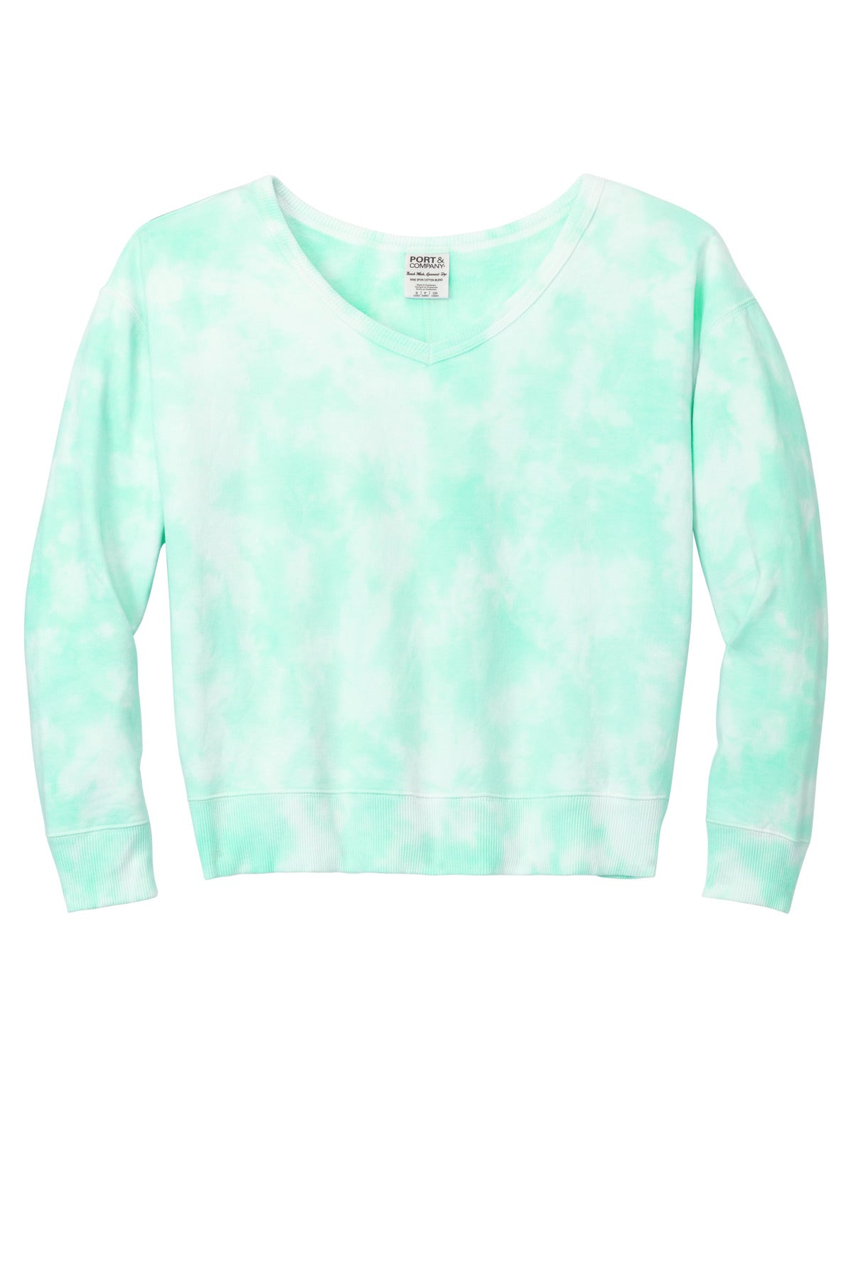 Port & Company Ladies Beach Wash Cloud Tie-Dye V-Neck Sweatshirt LPC140V