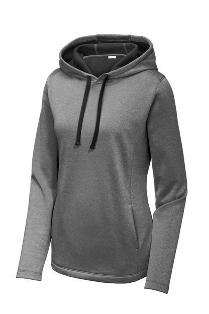 Sport-Tek Ladies PosiCharge Sport-Wick Heather Fleece Hooded Pullover. LST264