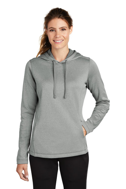 Sport-Tek Ladies PosiCharge Sport-Wick Heather Fleece Hooded Pullover. LST264