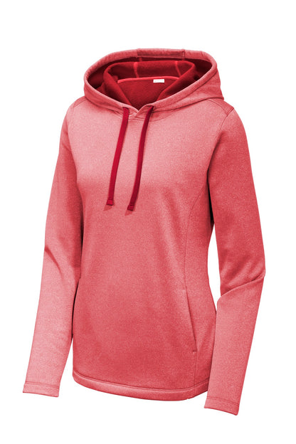 Sport-Tek Ladies PosiCharge Sport-Wick Heather Fleece Hooded Pullover. LST264