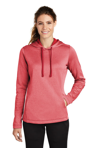 Sport-Tek Ladies PosiCharge Sport-Wick Heather Fleece Hooded Pullover. LST264
