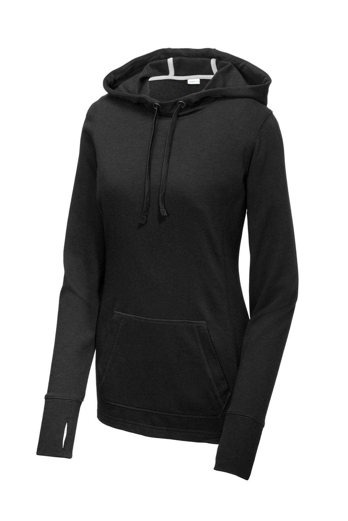 Sport-Tek Ladies PosiCharge Tri-Blend Wicking Fleece Hooded Pullover. LST296