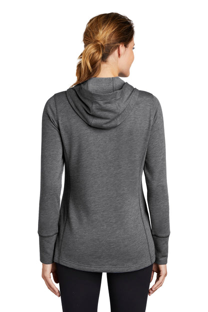 Sport-Tek Ladies PosiCharge Tri-Blend Wicking Fleece Hooded Pullover. LST296