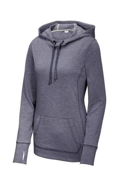 Sport-Tek Ladies PosiCharge Tri-Blend Wicking Fleece Hooded Pullover. LST296