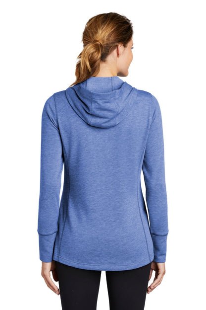 Sport-Tek Ladies PosiCharge Tri-Blend Wicking Fleece Hooded Pullover. LST296