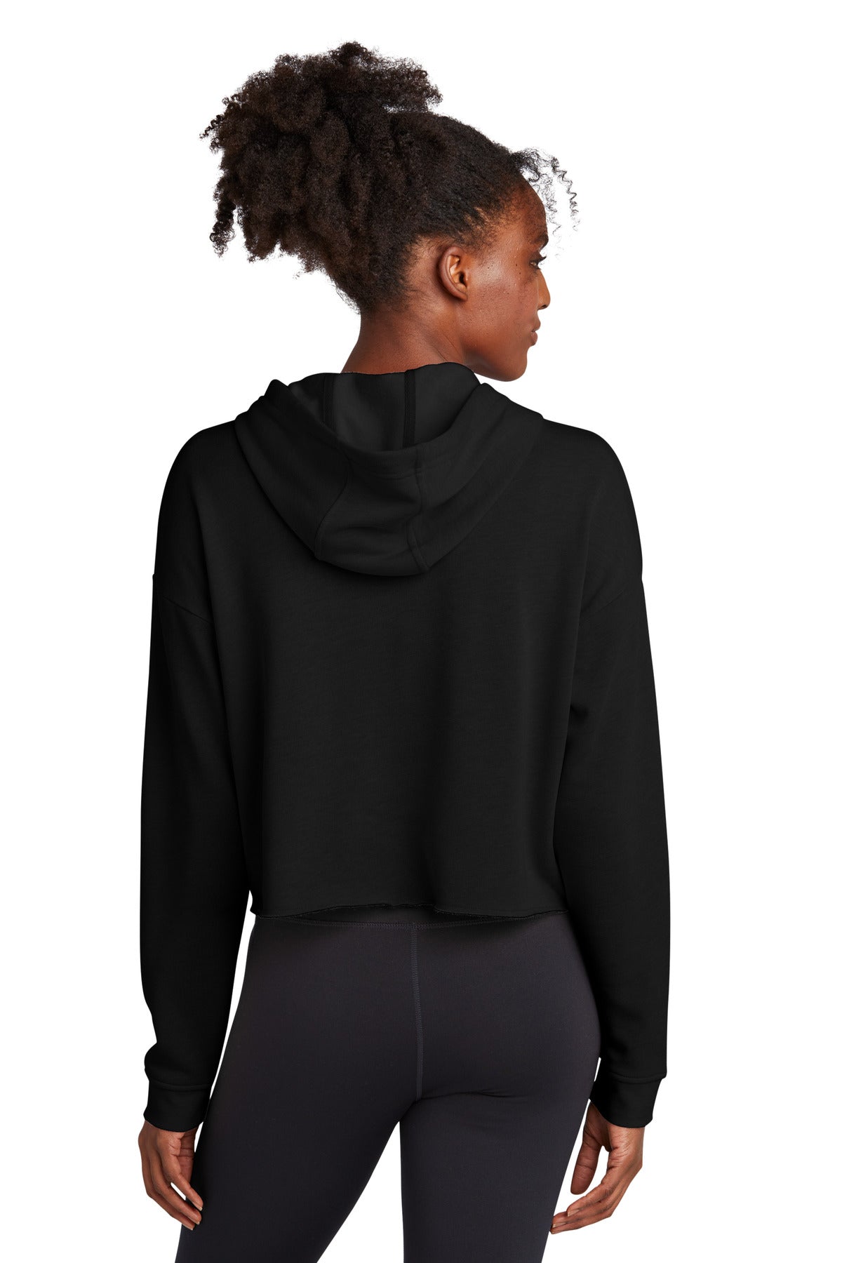 Sport-Tek Ladies PosiCharge Tri-Blend Wicking Fleece Crop Hooded Pullover LST298