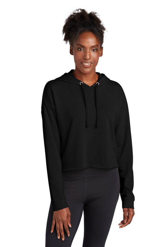 Sport-Tek Ladies PosiCharge Tri-Blend Wicking Fleece Crop Hooded Pullover LST298