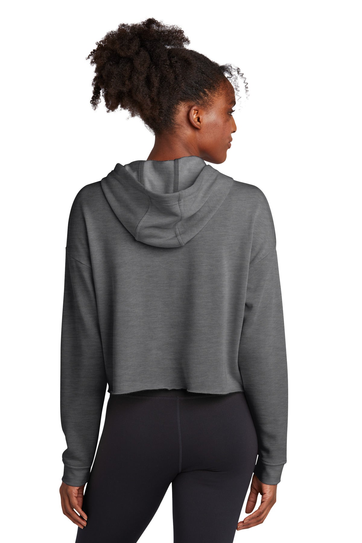 Sport-Tek Ladies PosiCharge Tri-Blend Wicking Fleece Crop Hooded Pullover LST298