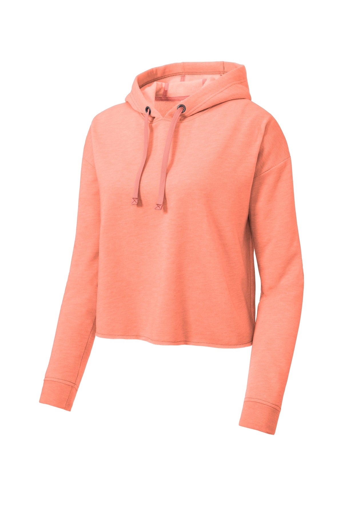 Sport-Tek Ladies PosiCharge Tri-Blend Wicking Fleece Crop Hooded Pullover LST298