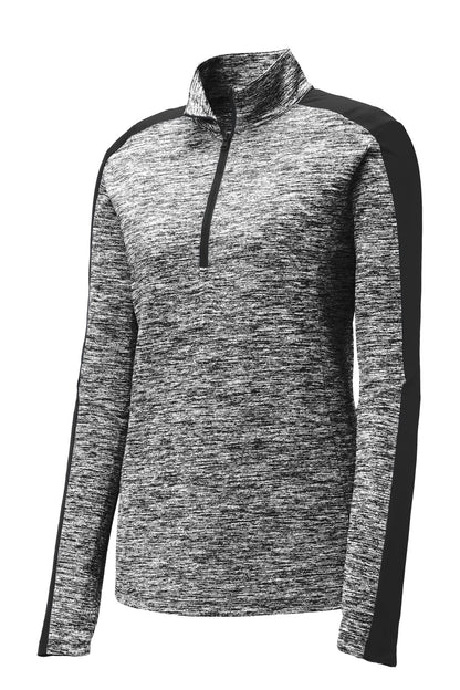 Sport-Tek Ladies PosiCharge Electric Heather Colorblock 1/4-Zip Pullover. LST397