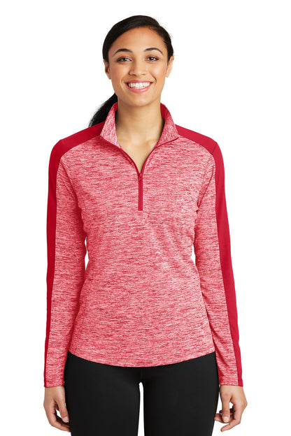 Sport-Tek Ladies PosiCharge Electric Heather Colorblock 1/4-Zip Pullover. LST397