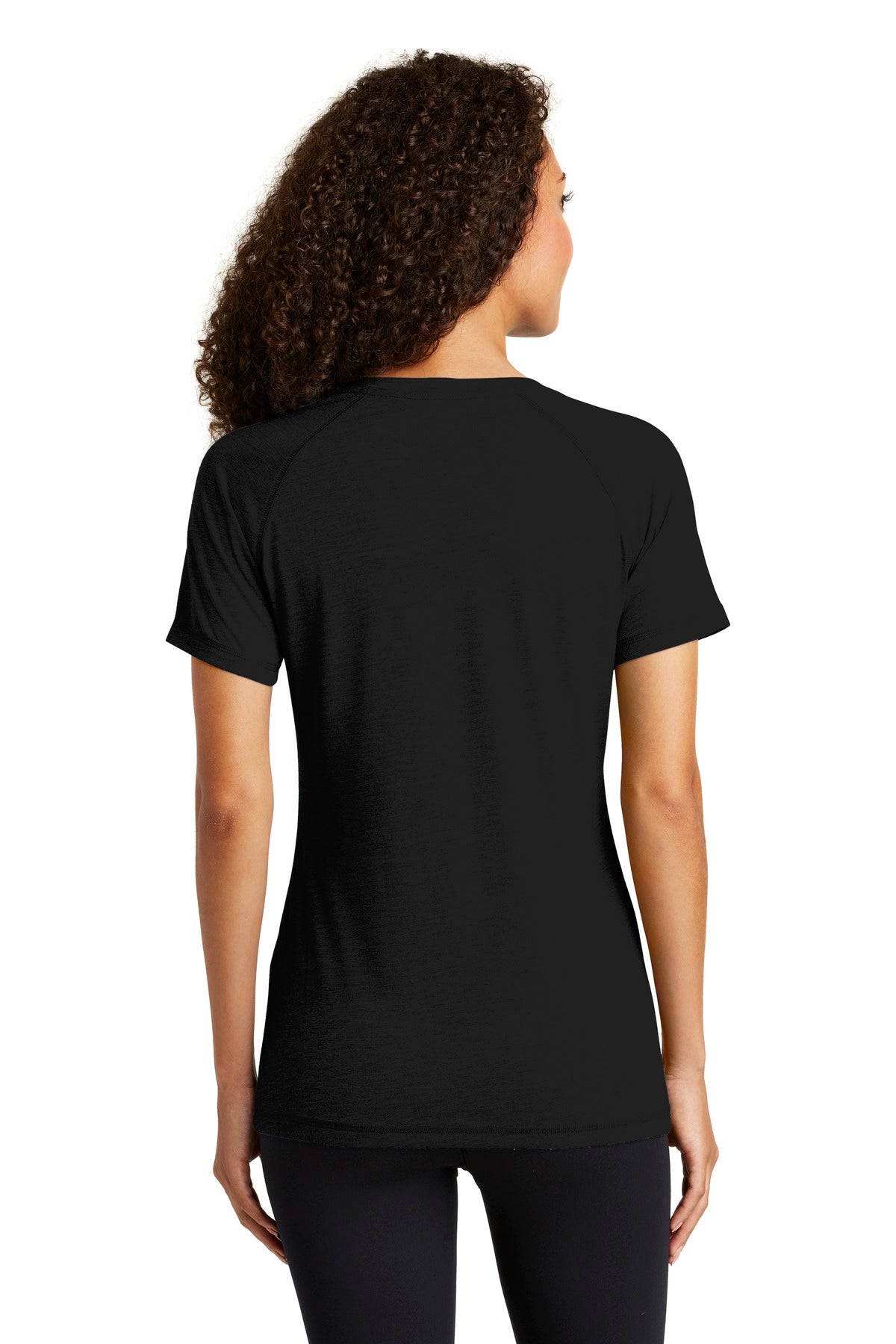 Sport-Tek Ladies PosiCharge Tri-Blend Wicking Scoop Neck Raglan Tee. LST400