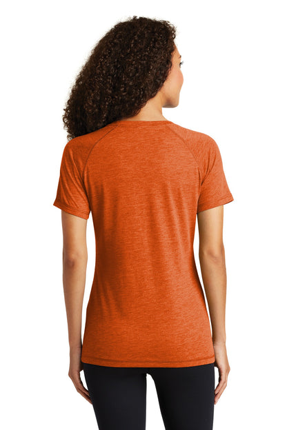 Sport-Tek Ladies PosiCharge Tri-Blend Wicking Scoop Neck Raglan Tee. LST400