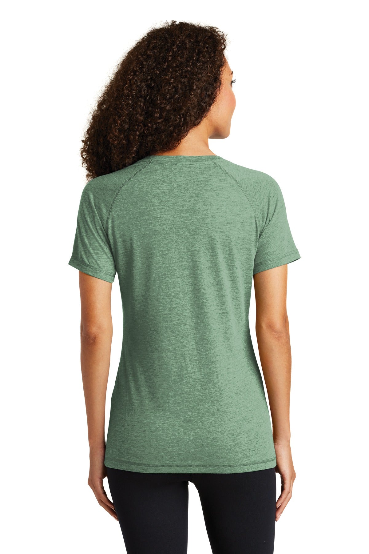Sport-Tek Ladies PosiCharge Tri-Blend Wicking Scoop Neck Raglan Tee. LST400