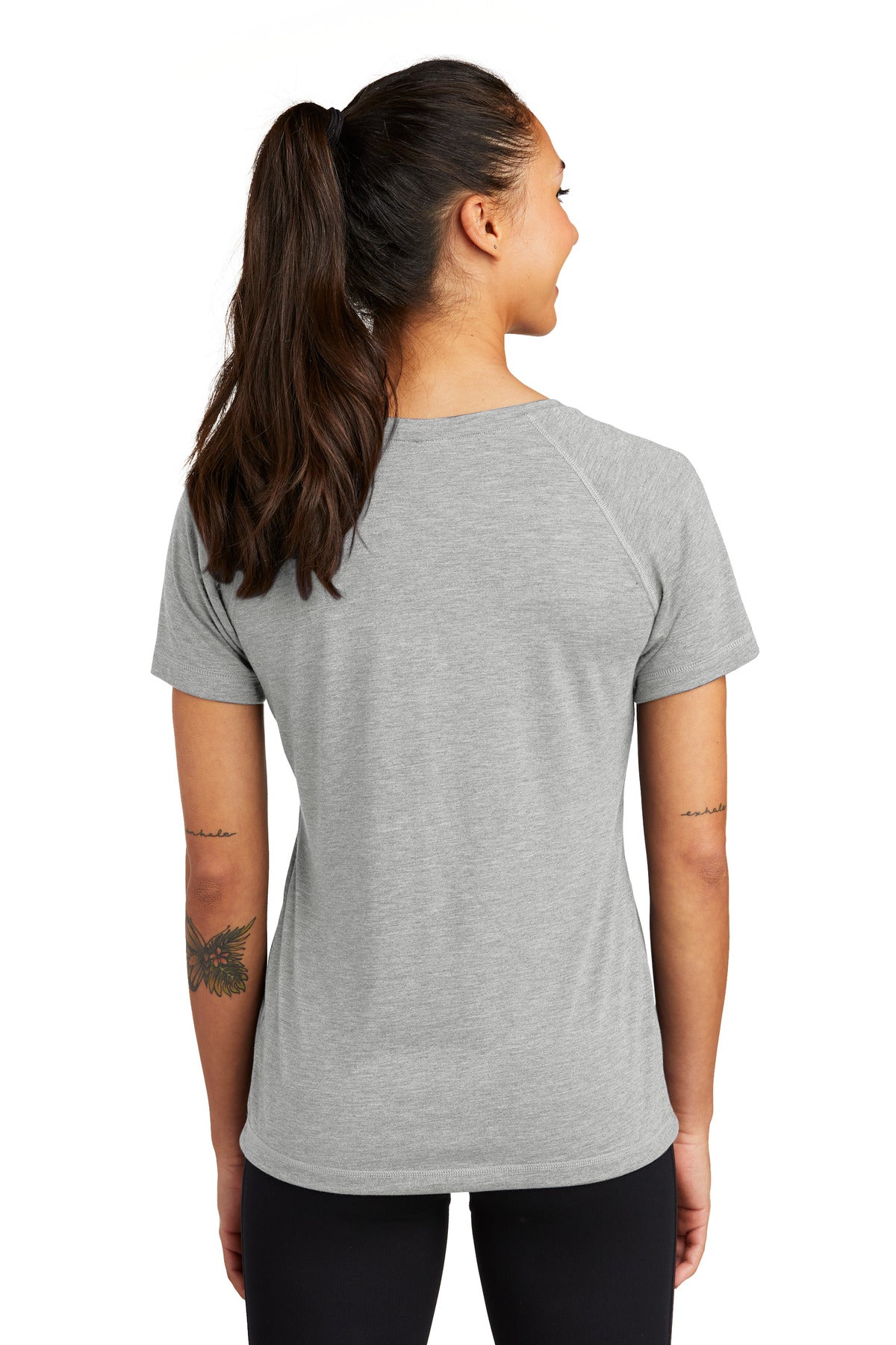 Sport-Tek Ladies PosiCharge Tri-Blend Wicking Scoop Neck Raglan Tee. LST400