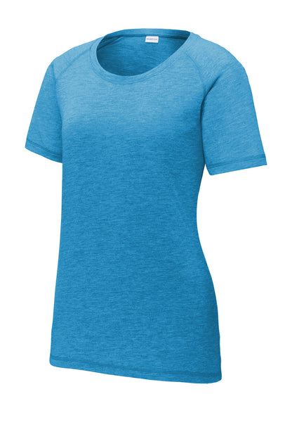 Sport-Tek Ladies PosiCharge Tri-Blend Wicking Scoop Neck Raglan Tee. LST400
