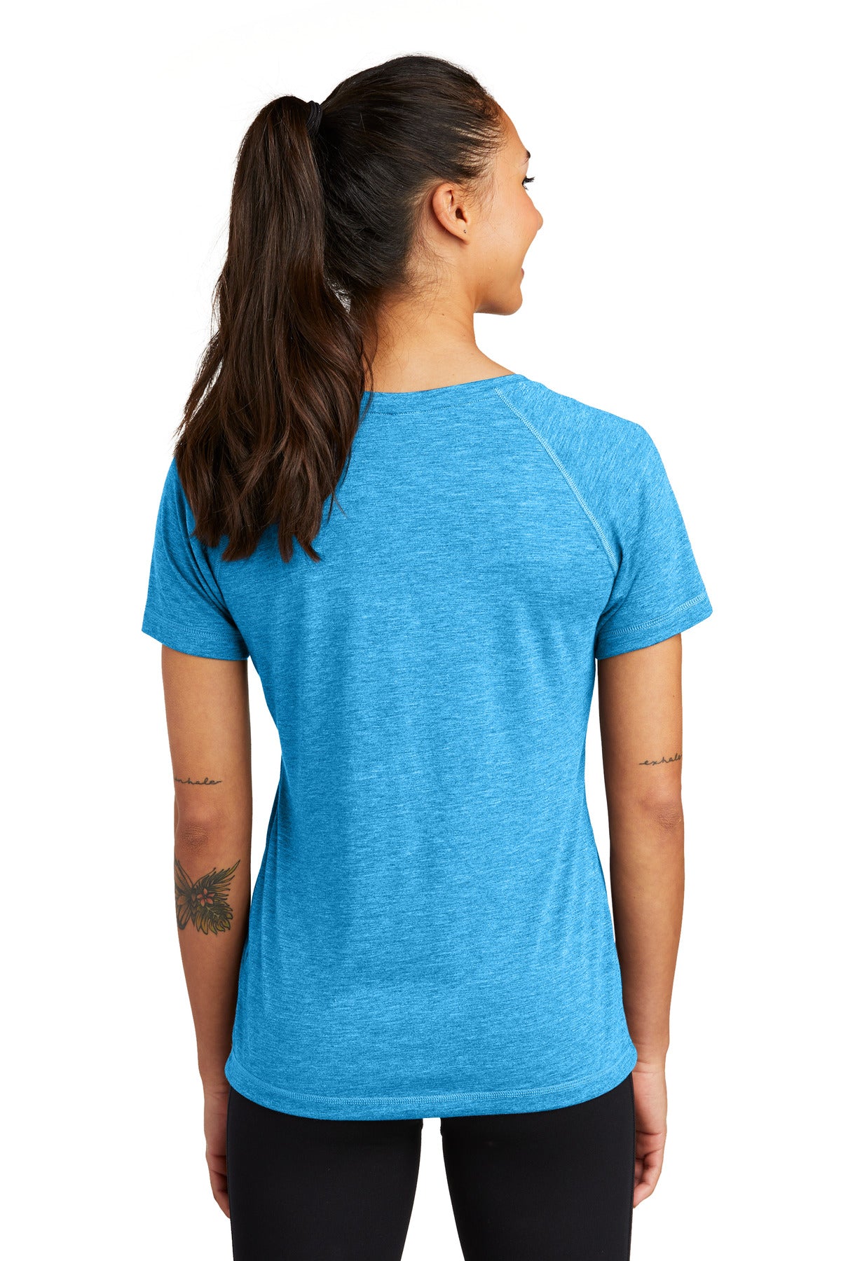 Sport-Tek Ladies PosiCharge Tri-Blend Wicking Scoop Neck Raglan Tee. LST400