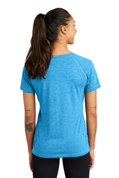 Sport-Tek Ladies PosiCharge Tri-Blend Wicking Scoop Neck Raglan Tee. LST400
