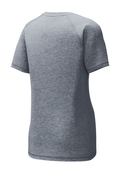 Sport-Tek Ladies PosiCharge Tri-Blend Wicking Scoop Neck Raglan Tee. LST400