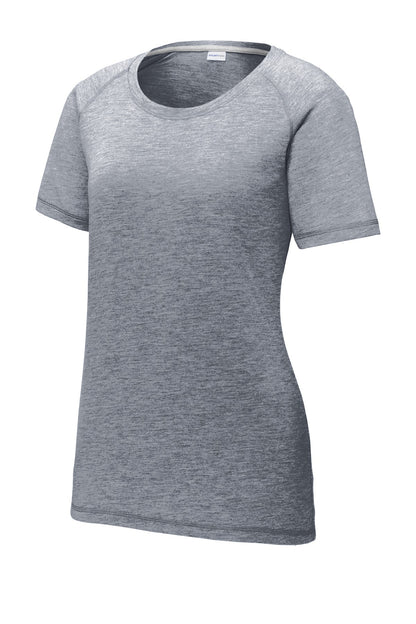 Sport-Tek Ladies PosiCharge Tri-Blend Wicking Scoop Neck Raglan Tee. LST400