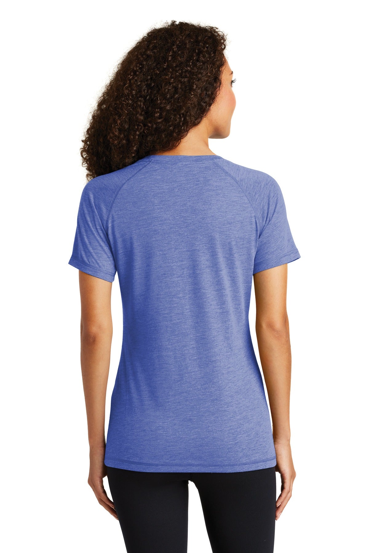 Sport-Tek Ladies PosiCharge Tri-Blend Wicking Scoop Neck Raglan Tee. LST400