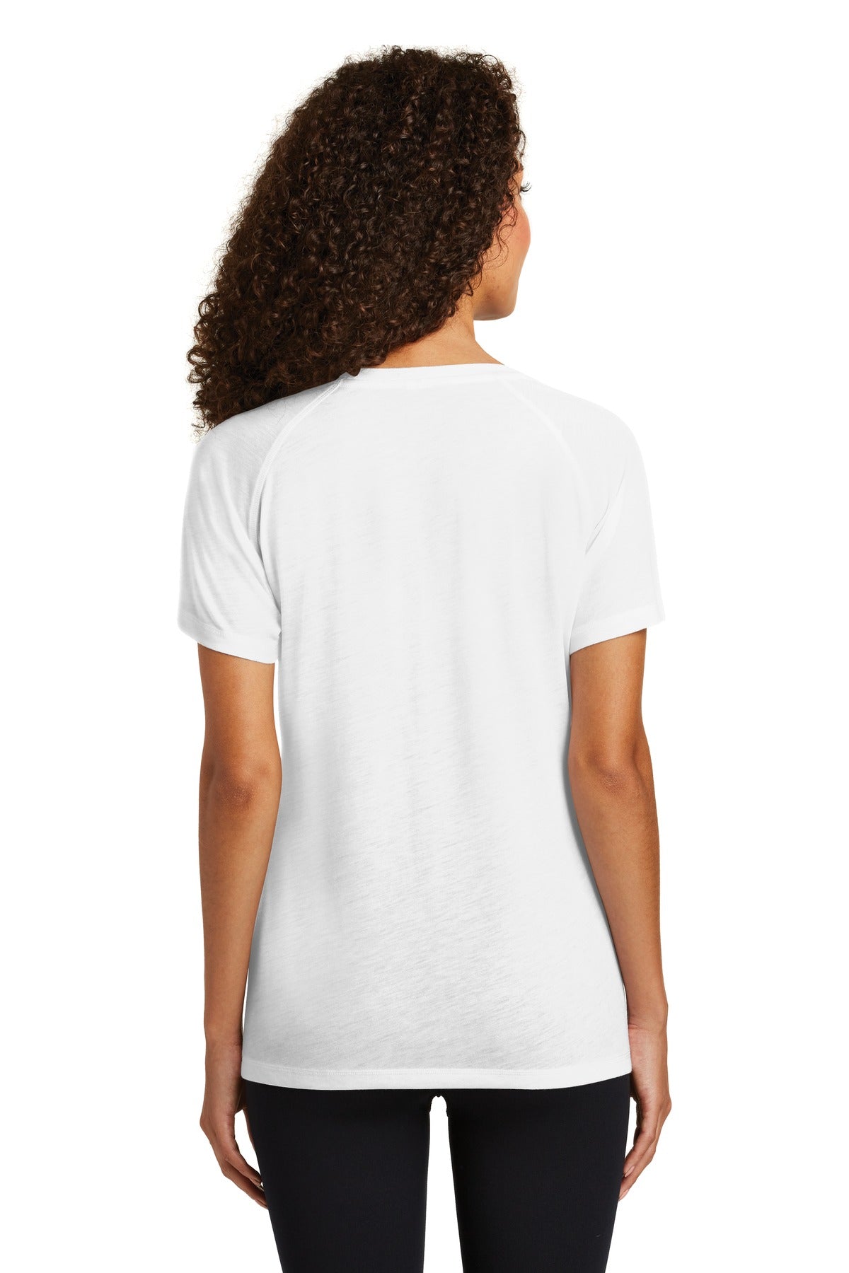 Sport-Tek Ladies PosiCharge Tri-Blend Wicking Scoop Neck Raglan Tee. LST400