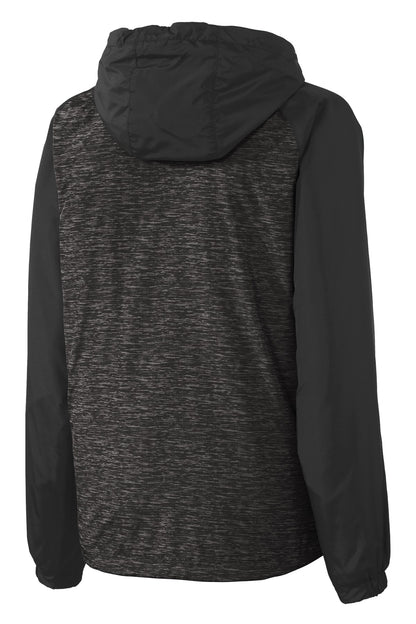 Sport-Tek Ladies Heather Colorblock Raglan Hooded Wind Jacket. LST40