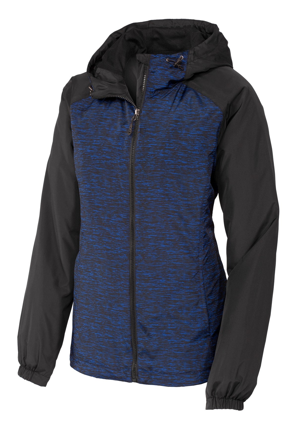 Sport-Tek Ladies Heather Colorblock Raglan Hooded Wind Jacket. LST40