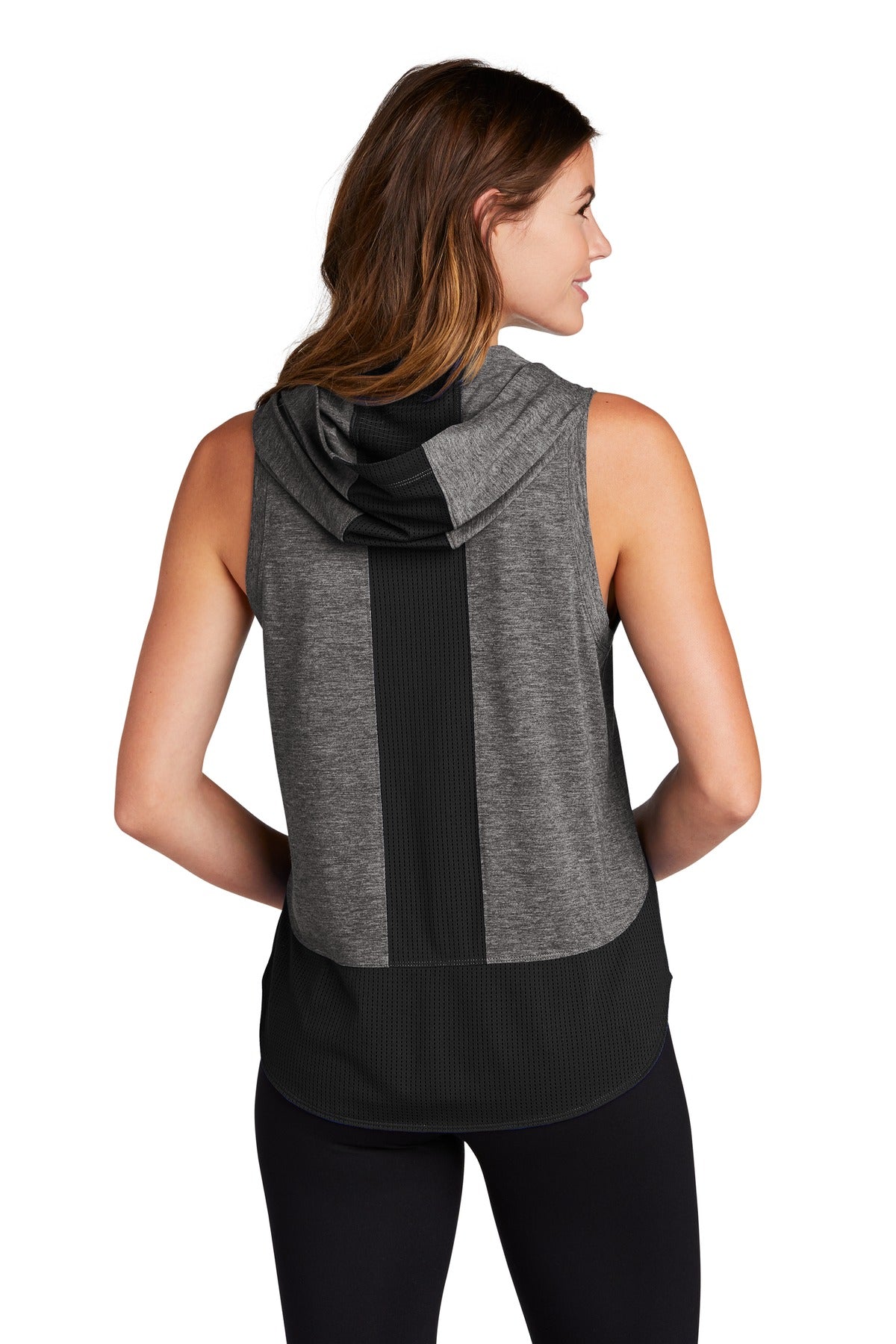 Sport-Tek Ladies PosiCharge Tri-Blend Wicking Draft Hoodie Tank. LST410