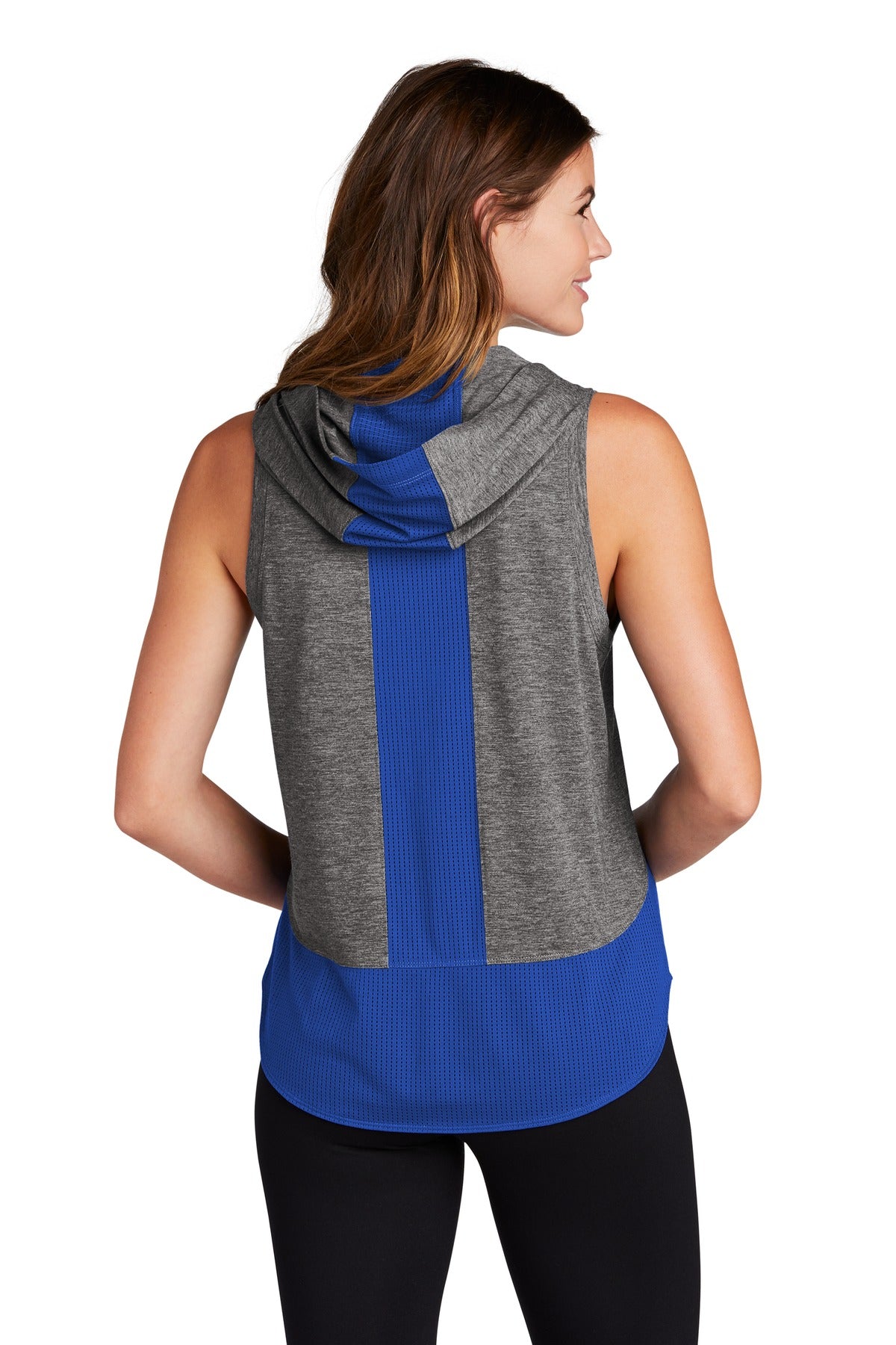 Sport-Tek Ladies PosiCharge Tri-Blend Wicking Draft Hoodie Tank. LST410