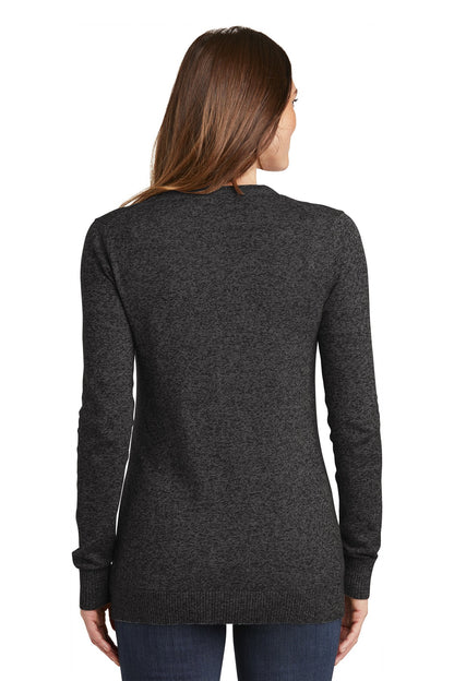 Port Authority Ladies Marled Cardigan Sweater. LSW415