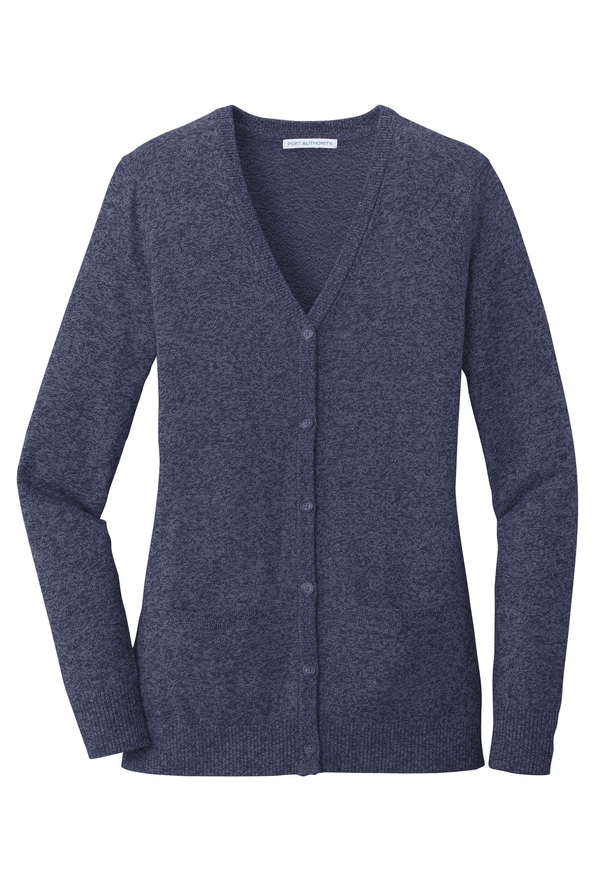 Port Authority Ladies Marled Cardigan Sweater. LSW415