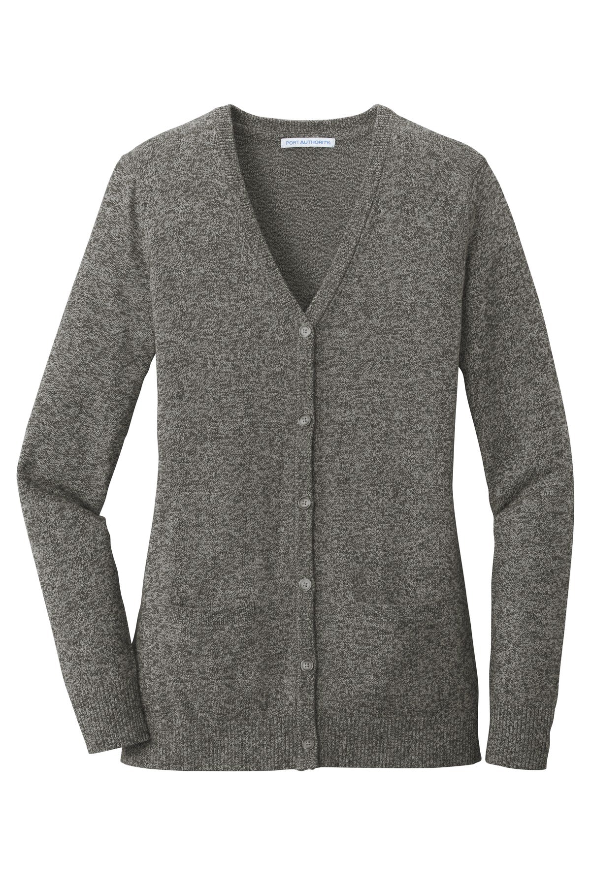 Port Authority Ladies Marled Cardigan Sweater. LSW415