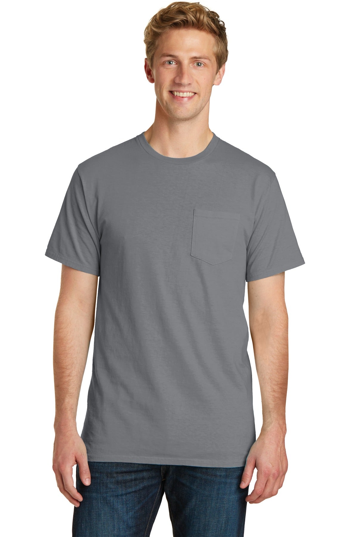 Port & Company Beach Wash Garment-Dyed Pocket Tee. PC099P