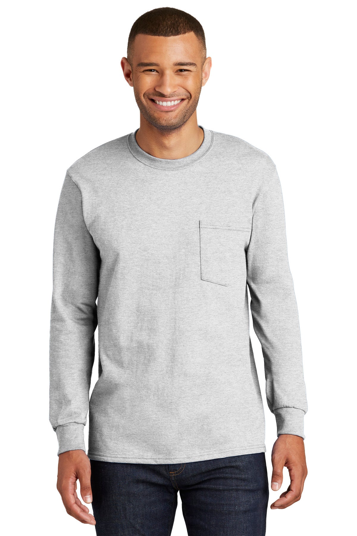 Port & Company Tall Long Sleeve Essential Pocket Tee. PC61LSPT