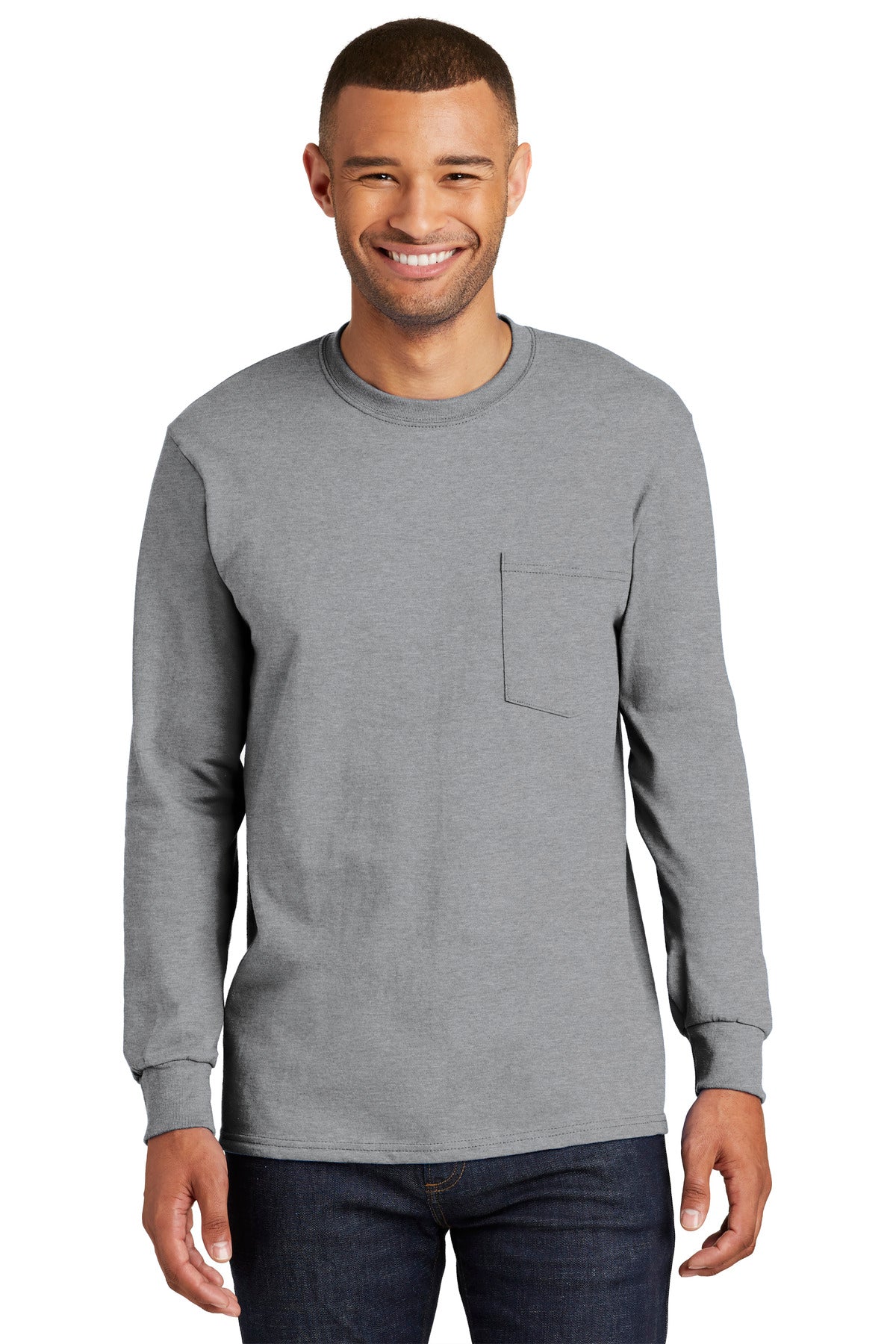 Port & Company Tall Long Sleeve Essential Pocket Tee. PC61LSPT