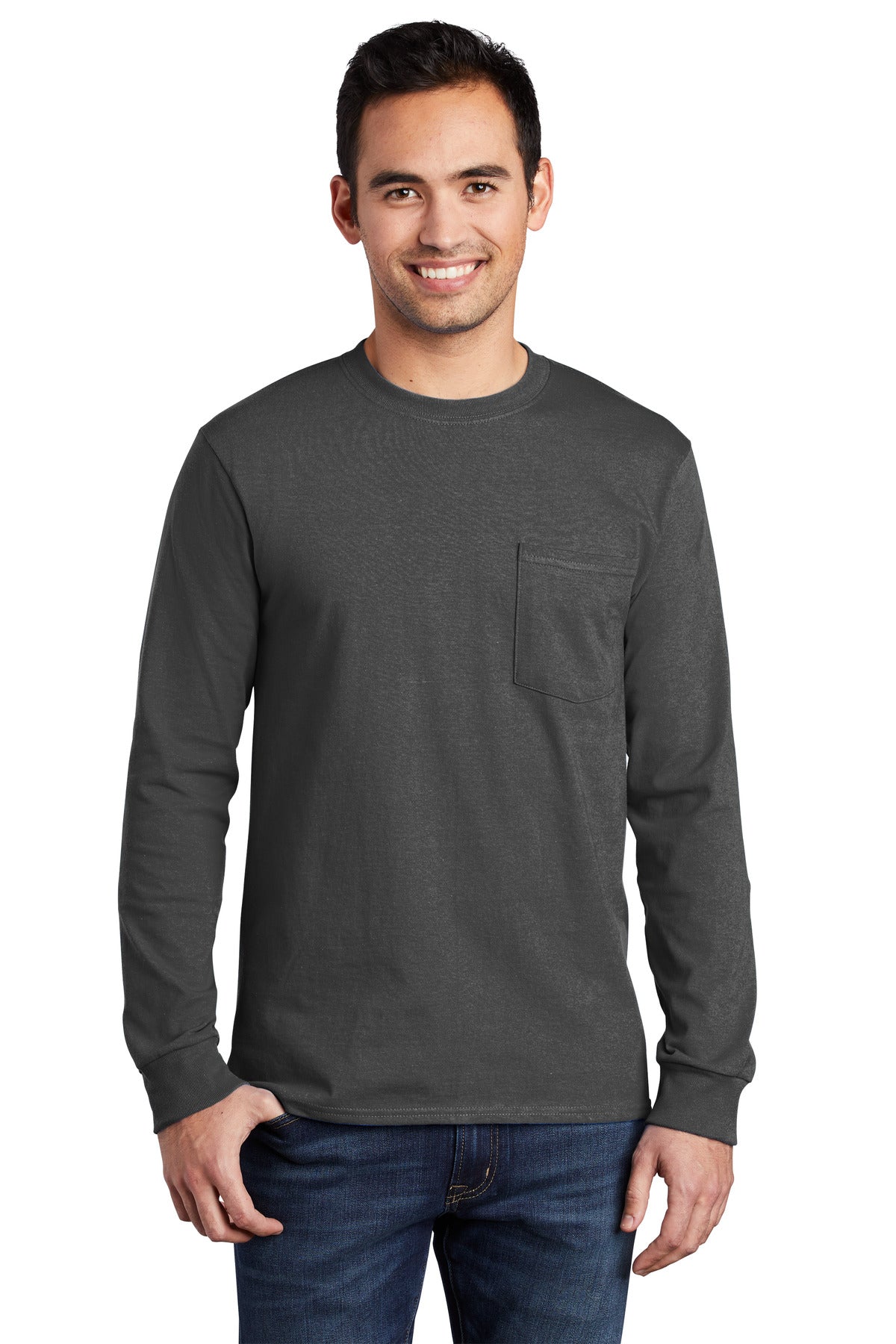 Port & Company - Long Sleeve Essential Pocket Tee. PC61LSP
