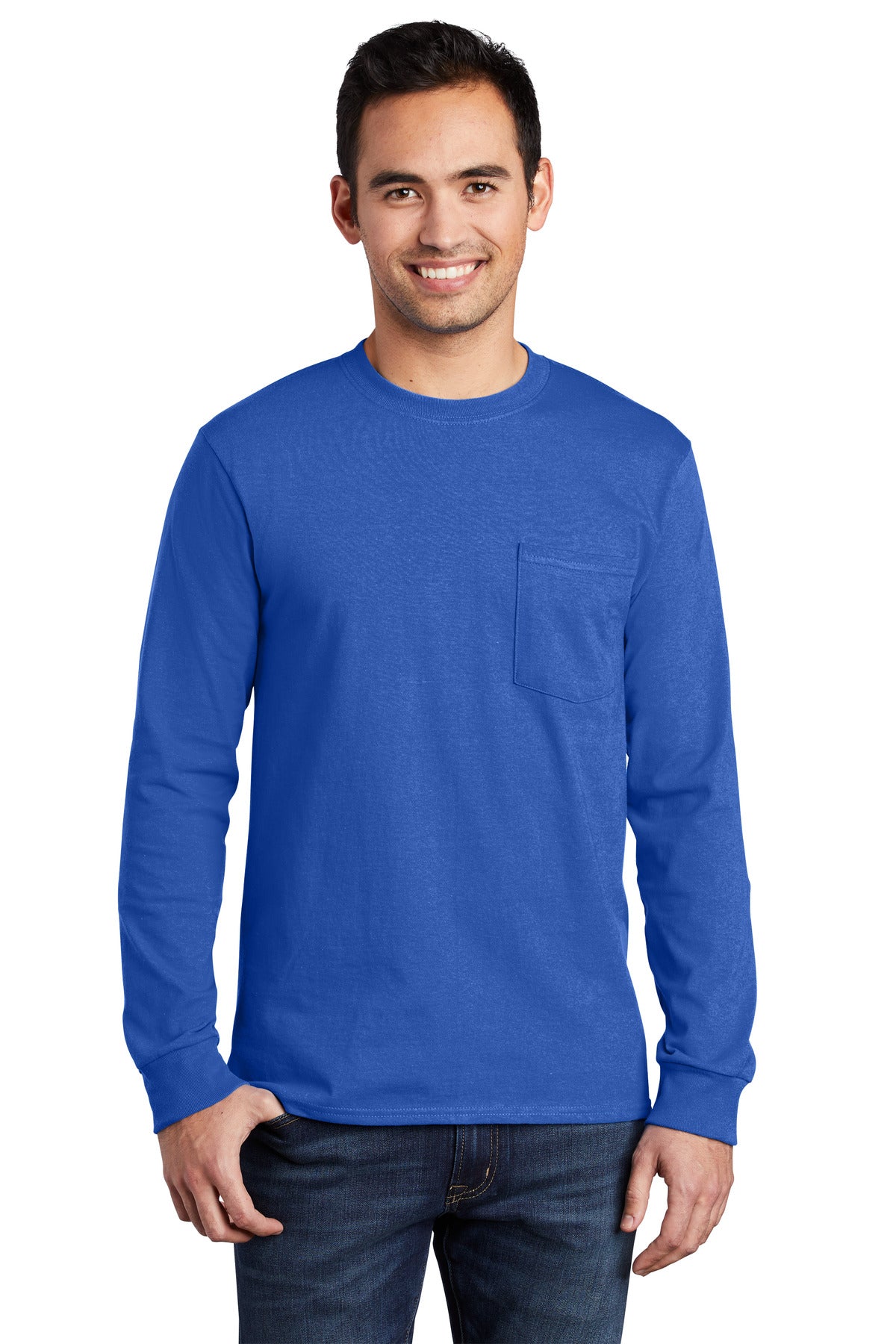 Port & Company Tall Long Sleeve Essential Pocket Tee. PC61LSPT