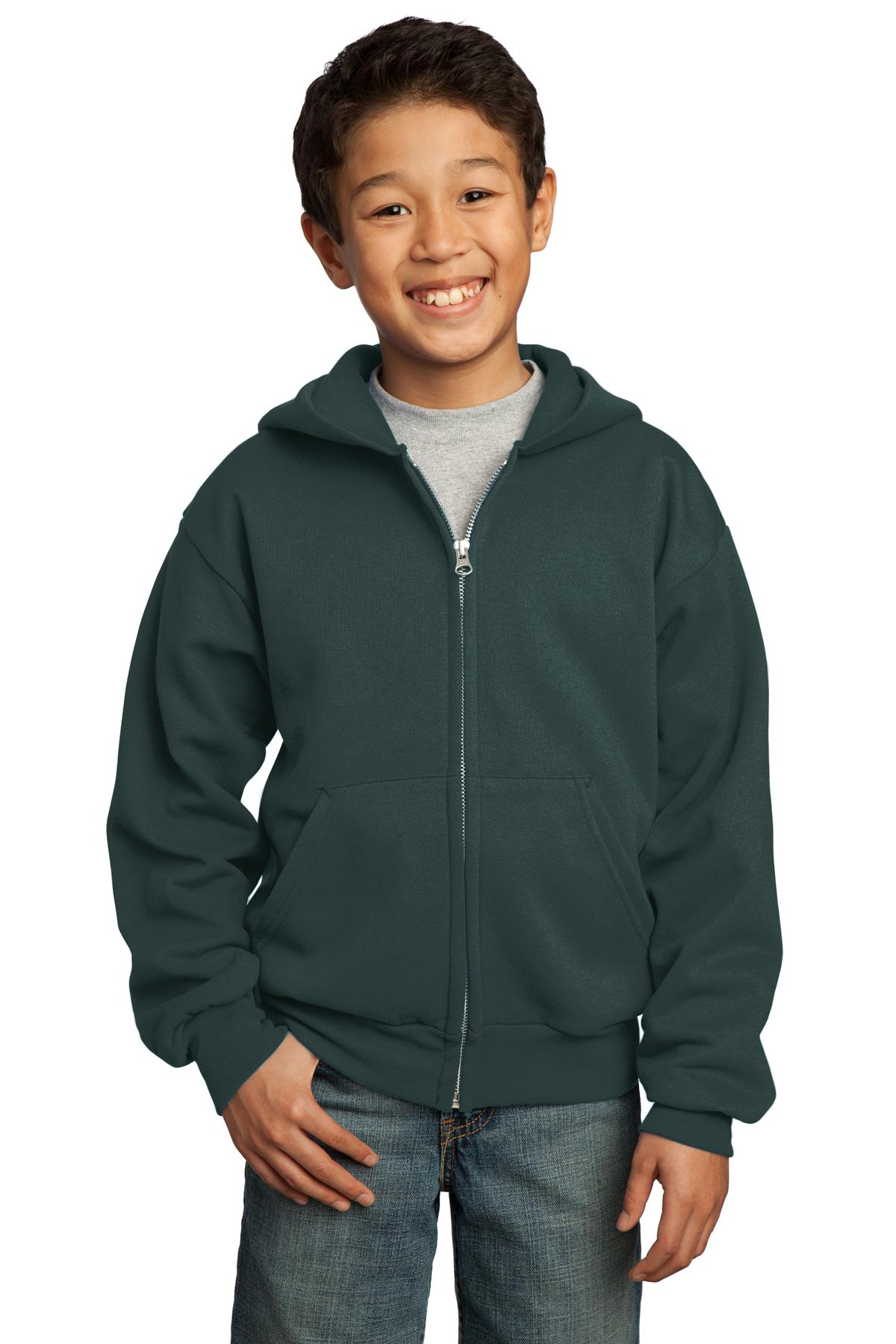 Port & Company - Youth Core Fleece Full-Zip Hooded Sweatshirt. PC90YZH